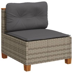 5-tlg. Garten-Sofagarnitur mit Kissen Grau Poly Rattan