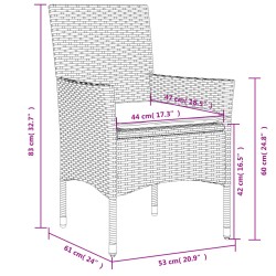 9-tlg. Garten-Essgruppe mit Kissen Braun Poly Rattan Glas