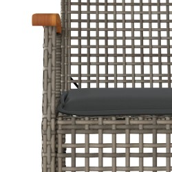 7-tlg. Garten-Essgruppe mit Kissen Grau Poly Rattan