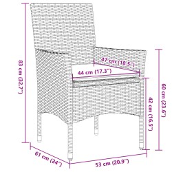 9-tlg. Garten-Essgruppe mit Kissen Braun Poly Rattan Glas