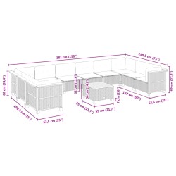 11-tlg. Garten-Sofagarnitur mit Kissen Grau Poly Rattan