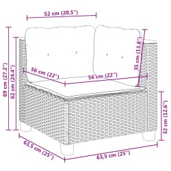 11-tlg. Garten-Sofagarnitur mit Kissen Grau Poly Rattan