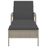 Sonnenliege mit Auflage Hellgrau 63x200x81 cm Poly Rattan