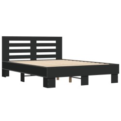 Bettgestell Schwarz 135x190 cm Holzwerkstoff und Metall