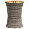 Garten-Beistelltisch Trommelform Grau Poly Rattan & Massivholz