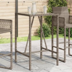 Garten-Bartisch Grau 70x70x110 cm Poly Rattan