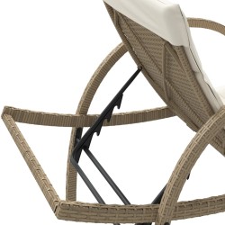 Sonnenliege mit Auflage Beige 60x199x42 cm Poly Rattan