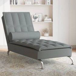 Massage-Chaiselongue mit Nackenrolle Dunkelgrau Stoff