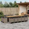 15-tlg. Garten-Essgruppe mit Kissen Grau Poly Rattan