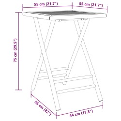 Gartentisch Klappbar 55x55x75 cm Bambus