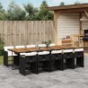 11-tlg. Garten-Essgruppe mit Kissen Schwarz Poly Rattan