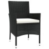 5-tlg. Garten-Bistro-Set mit Kissen Schwarz Poly Rattan