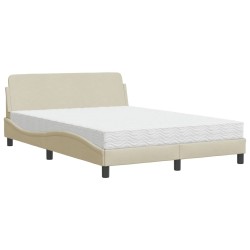 Bett mit Matratze Creme 120x200 cm Stoff