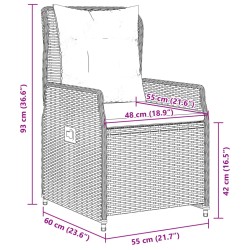 5-tlg. Garten-Essgruppe mit Kissen Grau Poly Rattan