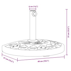 Sonnenschirmständer für Ø38/48 mm Mast 9 kg Halbrund