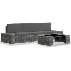 4-tlg. Garten-Lounge-Set Poly Rattan Grau