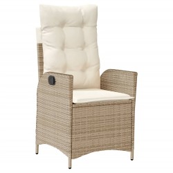 5-tlg. Garten-Essgruppe mit Kissen Beige Poly Rattan