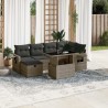 7-tlg. Garten-Sofagarnitur mit Kissen Grau Poly Rattan