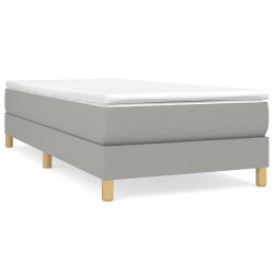 Boxspringbett mit Matratze Hellgrau 90x200 cm Stoff