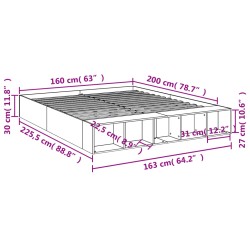 Bettgestell Grau Sonoma 160x200 cm Holzwerkstoff