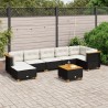 8-tlg. Garten-Sofagarnitur mit Kissen Schwarz Poly Rattan