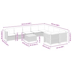 10-tlg. Garten-Sofagarnitur mit Kissen Schwarz Poly Rattan