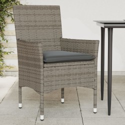 Gartenstühle mit Kissen 2 Stk. Grau Poly Rattan