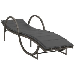 Sonnenliegen 2 Stk. mit Auflagen Grau Poly Rattan