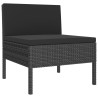 6-tlg. Garten-Lounge-Set mit Auflagen Poly Rattan Schwarz