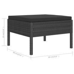 6-tlg. Garten-Lounge-Set mit Auflagen Poly Rattan Schwarz