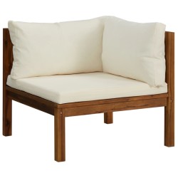 5-tlg. Garten-Lounge-Set mit Creme Kissen Massivholz Akazie