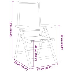 Gartenstuhl Verstellbar 8 Stk. Cremeweiß Stoff und Massivholz