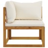 9-tlg. Garten-Lounge-Set mit Auflagen Creme Massivholz Akazie