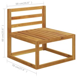 9-tlg. Garten-Lounge-Set mit Auflagen Creme Massivholz Akazie