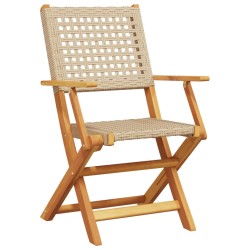 3-tlg. Bistro-Set Beige Poly Rattan und Massivholz