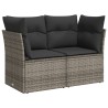 9-tlg. Garten-Sofagarnitur mit Kissen Grau Poly Rattan