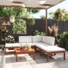 6-tlg. Garten-Lounge-Set mit Kissen Creme Massivholz Akazie