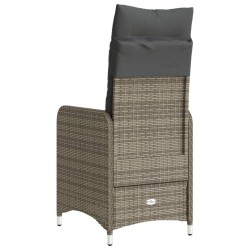 Gartensessel mit Kissen 2 Stk. Verstellbar Grau Poly Rattan