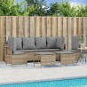 5-tlg. Garten-Sofagarnitur mit Kissen Beige Poly Rattan