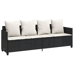 5-tlg. Garten-Sofagarnitur mit Kissen Schwarz Poly Rattan