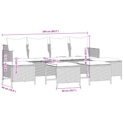 5-tlg. Garten-Sofagarnitur mit Kissen Schwarz Poly Rattan