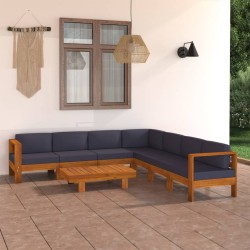 8-tlg. Garten-Lounge-Set mit Dunkelgrauen Auflagen Akazienholz