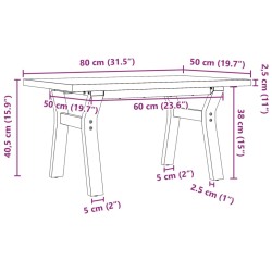 Couchtisch Y-Gestell 80x50x40,5cm Massivholz Kiefer & Gusseisen