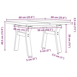 Couchtisch Y-Gestell 60x60x40,5cm Massivholz Kiefer & Gusseisen