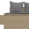 Doppel-Sonnenliege mit Auflagen Beige Poly Rattan