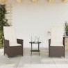 3-tlg. Bistro-Set mit Kissen Braun Poly Rattan