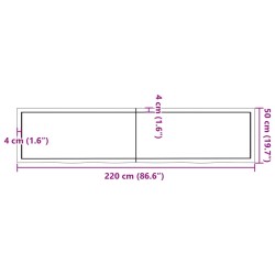 Waschtischplatte Dunkelbraun 220x50x(2-4)cm Massivholz