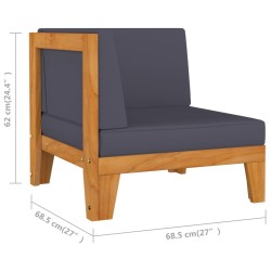 2-Sitzer-Sofa mit Dunkelgrauen Kissen Akazie Massivholz