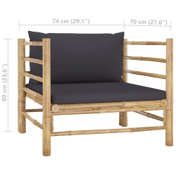 5-tlg. Garten-Lounge-Set mit Dunkelgrauen Kissen Bambus