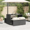 3-tlg. Garten-Essgruppe mit Kissen Schwarz Poly Rattan